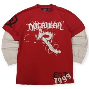 Crazy Y2k Rocawear Red Layered Long Sleeve Graphic Tee - M